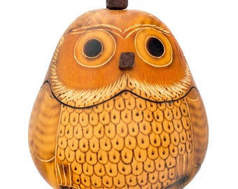 Blond Owl - Mini Gourd Box