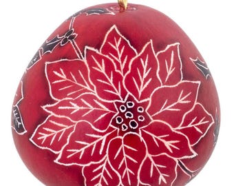 Poinsettia - Mini Gourd Ornament
