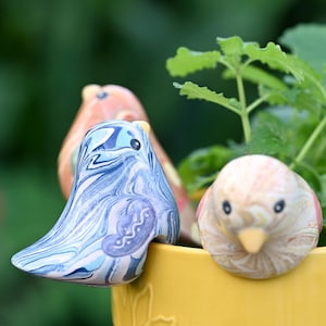 Ceramic Bird Pot Hugger – Handmade Garden Decor – Fair Trade Gift for Bird Lovers – Plant Accessory with Gift Box