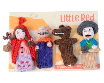 Little Red Gift Set of 4 Finger Puppets in Organic Cotton