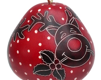 Rudolph - Mini Gourd Ornament