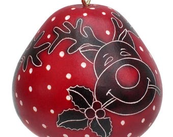 Rudolph - Mini Gourd Ornament