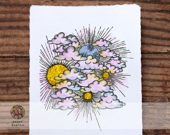 Digital Art, Celestial Art, Sky and Clouds Illustration, Printable Art, Digial Download, Download and Print