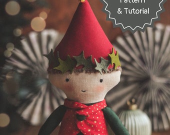 Patroon kerstkabouter - naaipatroon kabouter - naaipatronen kabouter - patroon kerstpop - zelfstudie poppen maken - naaipatroon poppen