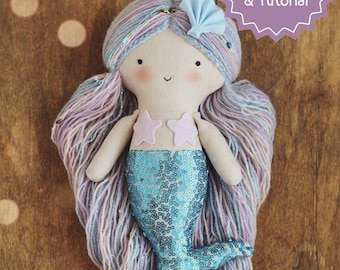 Mermaid doll sewing pattern and tutorial - Mermaid doll pattern pdf - Dollmaking pattern - Doll pattern