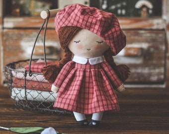 Doll sewing pattern and tutorial, handmade doll pattern, dolls patterns, beret doll pattern, doll sewing tutorial, doll pattern pdf