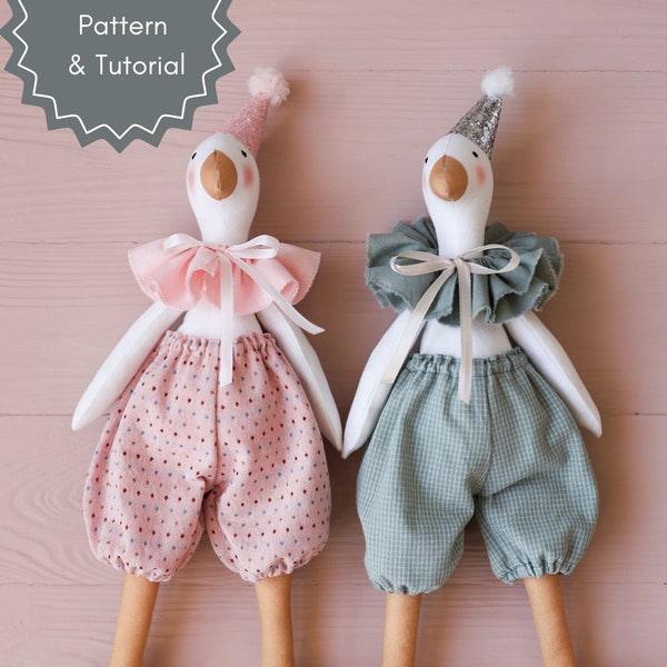 Goose sewing pattern, goose sewing template, goose pattern and sewing tutorial, goose pattern pdf, goose toy sewing pattern