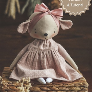 Mouse doll pattern, doll sewing pattern pdf, mouse sewing pattern, handmade doll pattern, doll sewing tutorial, doll making pattern