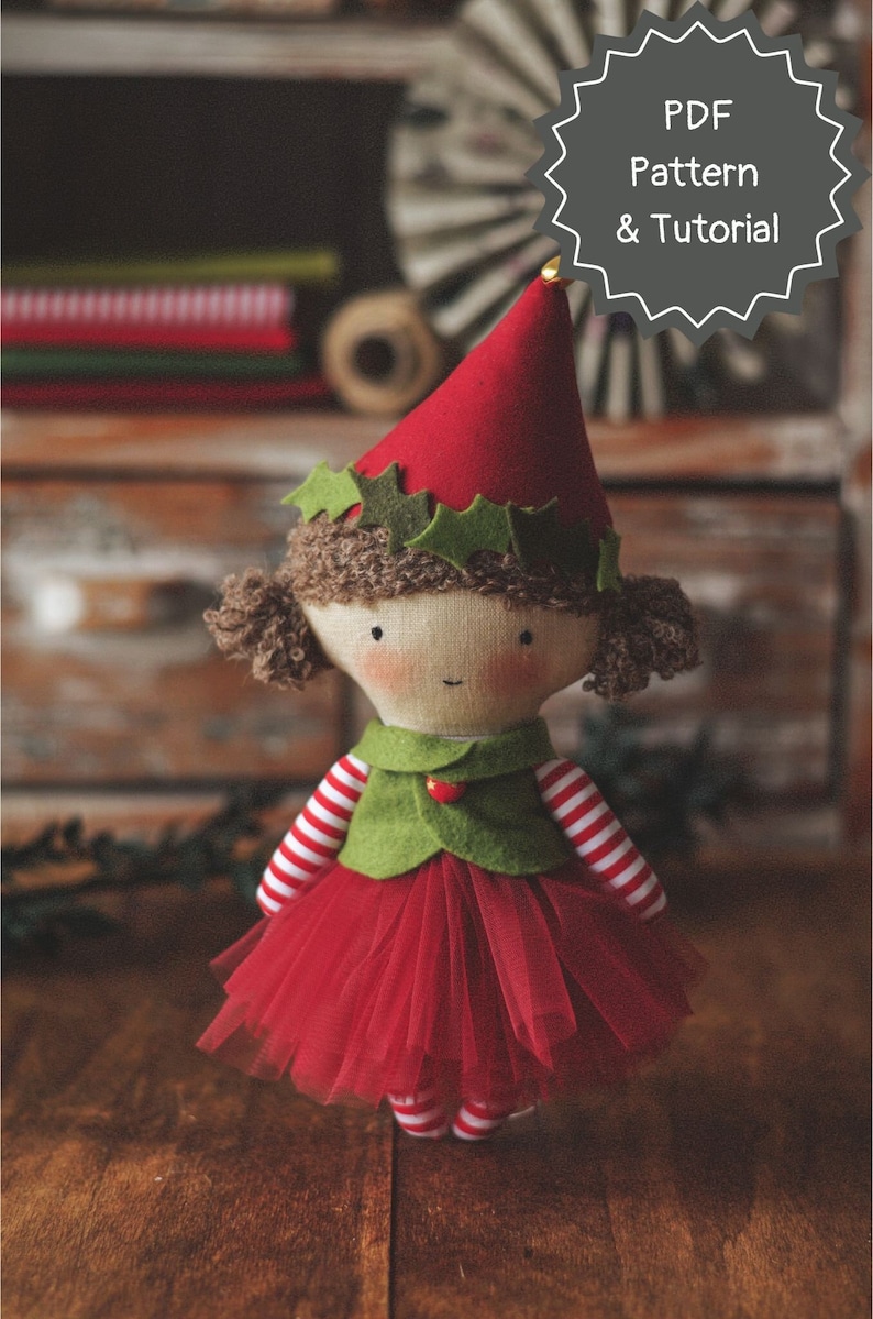 Christmas elf doll sewing pattern pdf and doll making tutorial image 1