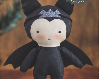 Bat doll sewing pattern pdf and tutorial, Halloween doll patterns, Halloween doll sewing pattern