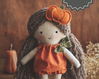 Pumpkin doll sewing pattern pdf, Halloween doll pattern and tutorial