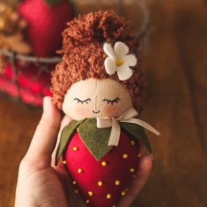 Strawberry Doll Sewing Pattern and Tutorial, Strawberry Toy Pattern ...