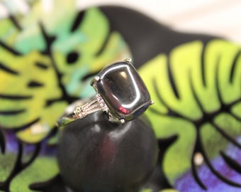 Obsidian Stainless Steel Ring, Adjustable size