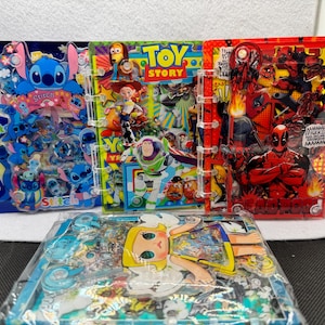 A7 Shaker Notebook, (many characters) Acrylic Mini Journal with paper and Pen included