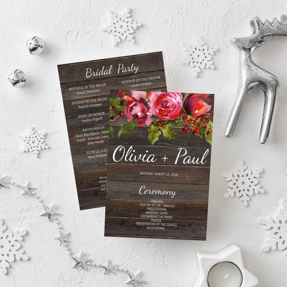 Custom Printable Winter Wedding Program Instant Download Etsy
