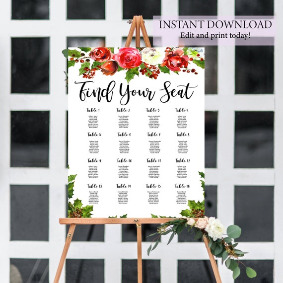 Christmas Wedding Seating Chart