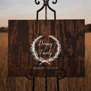 Wreath Wedding Custom Wood Sign Personalized for Weddings Receptions And Events Handmade Welcome Sign