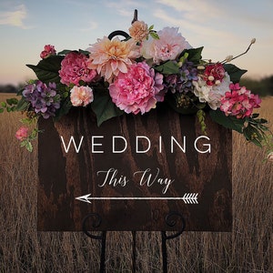 Wedding This Way - Custom Wood Sign Personalized for Weddings Receptions And Events Handmade Welcome Sign