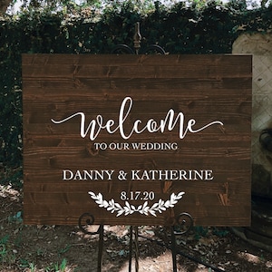 Large Custom Wood Welcome to our Wedding Sign Personalized for Weddings Receptions And Events Handmade Welcome Sign