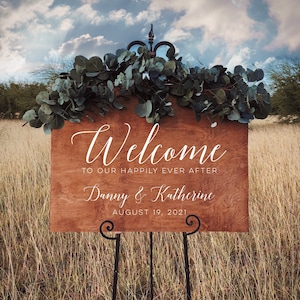 Welcome To Our Happily Ever After Custom Wood Sign Personalized for Weddings Receptions And Events Handmade Welcome Sign FREE SHIPPING