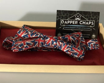 Union Jack Bow Tie: Pre-tied Cotton Bowtie, British Flag Design