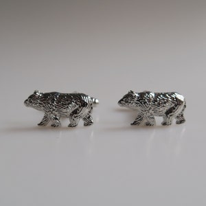 Bear cufflinks men&#39;s silver plated cufflinks Gift for Him Papa bear