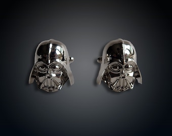 Star Wars Darth Vader silver plated 3D cufflinks gift for sci-fi fan