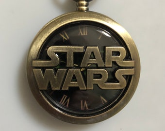Star Wars logo bronze plated working quartz pocket watch