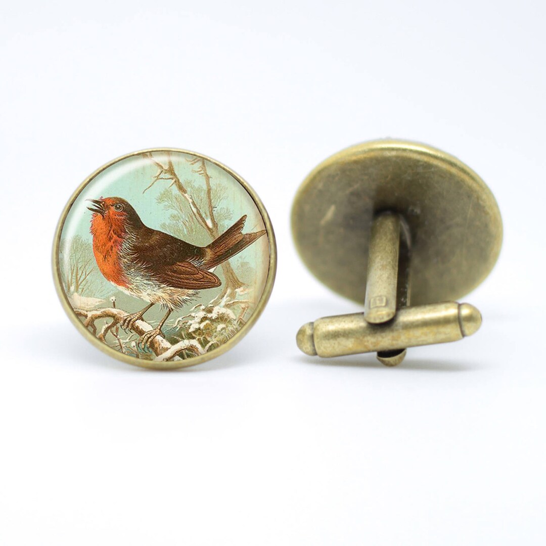 Robin Garden Bird Cufflinks With Vintage Bird Graphic Gifts for Him Etsy UK