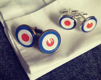 RAF Target Cufflinks: Handmade MOD 60s Style, Gift Box