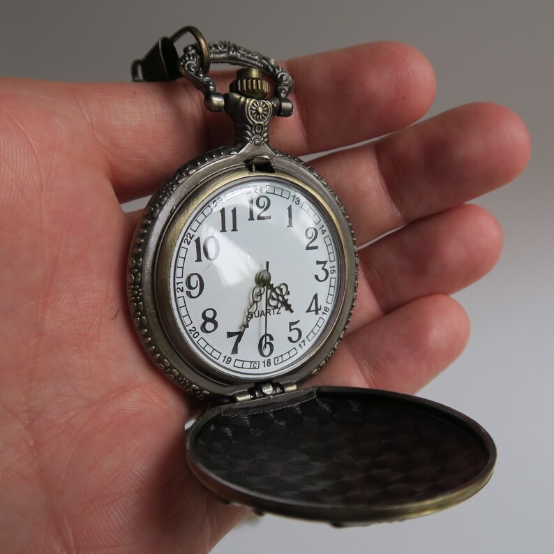 Fishing Bronze Plated Pocket Watch With Chain Clasp for Etsy UK
