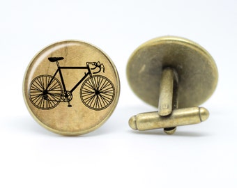 Vintage Bicycle Cufflinks: Bronze or Silver Bike Design, Handmade in England