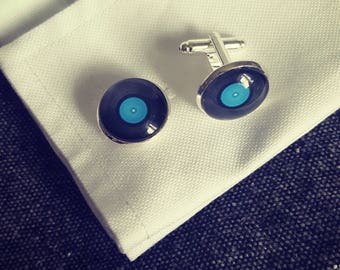 Vinyl Record Cufflinks: Bronze or Silver Plated, Music Lover Gift