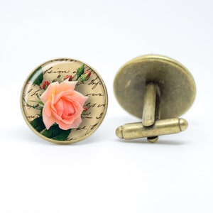 Rose Flower British garden cufflinks gift for him
