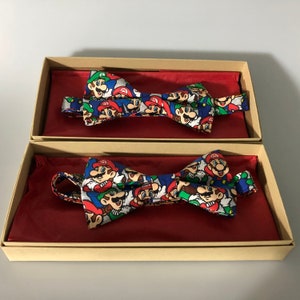 Mario and Luigi Nintendo inspired Men&#39;s Bow-Tie (pre-tied) feat. Super Mario Bros