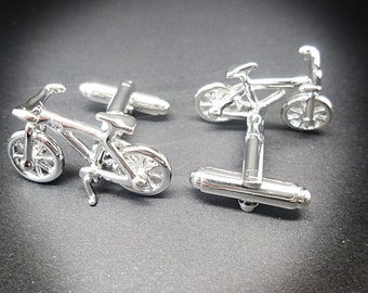 Bicycle silver plated cufflinks gift for cyclists