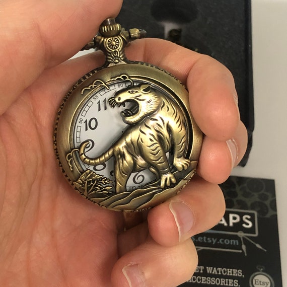 Tiger Bronze Pocket Watch: Quartz Waistcoat Chain, Men display picture 1