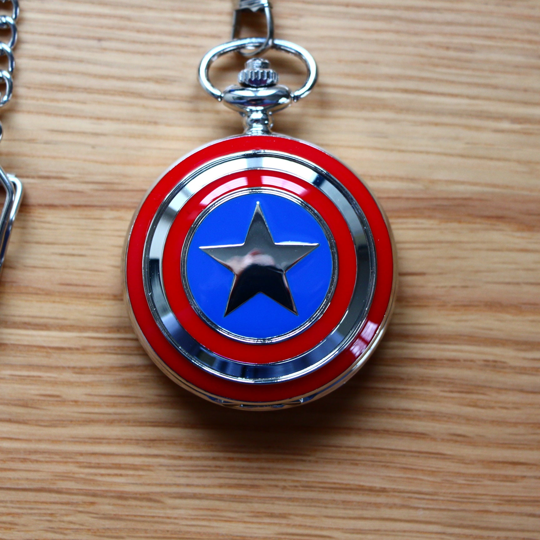 Captain America Pocket Watch, Marvel Avengers Waistcoat Chain