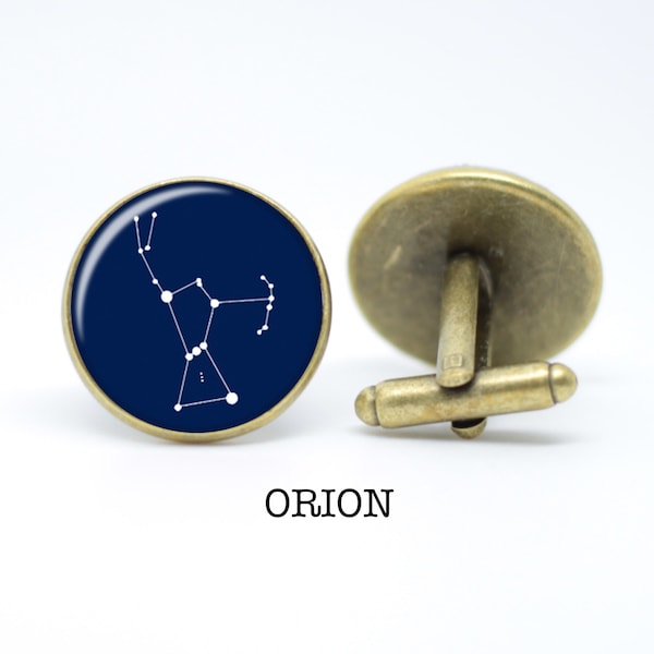 Constellation cufflinks in bronze / silver plated setting with personalised zodiac star sign designs gift for him