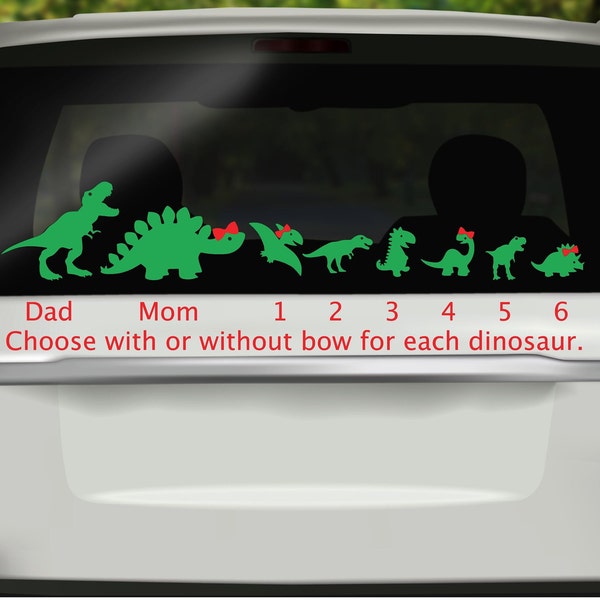 Dinosaur Family Car Window Vinyl Decals, Car Family Stickers, Dinosaur lovers birthday gift, Car Family Window Cling, Car Window Sticker