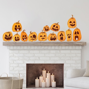 Funny Jack-O-Lantern Fabric Wall Decals: Halloween Decor