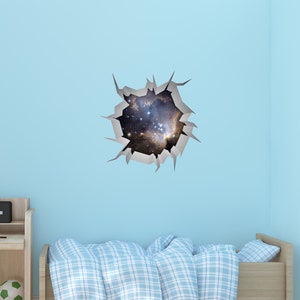 3D Hole in Wall Decal: Galaxy View, Removable Wall Art
