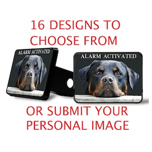 Personalized Dog Hitch Cover: &#39;Alarm Activated&#39; Pet Lover Gift