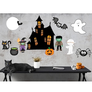 Halloween Ghouls Wall Decals: Spooky Kids Room Decor, Reusable Stickers