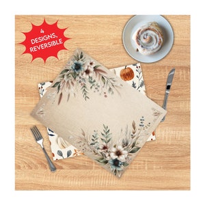 Custom Placemats, Linen Placemat, Floral Placemats, Dinning Accessories, Home Decor, Seasonal Placemat, Reversible Place Mat, Table Decor