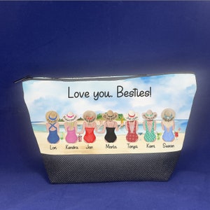 Mädchen Reise Geschenk, personalisierte Tasche, Kosmetiktasche, benutzerdefinierte Reisetasche, Leinen Tasche, Strand Mädchen Geschenk, Mädchen am Strand, Mädchen Reise Tasche, Kulturtasche,