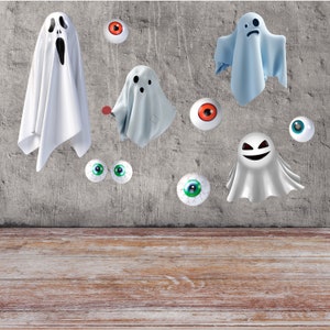 Halloween Decals, 3D Wall Decal, Ghost Decals, Eyeball Decals, Reusable Wall Decals, Wall Stickers, Halloween Decor, Kids Wall Decals