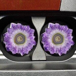 Geode Car Coasters: Purple Sandstone Drink Holders (Set of 2) image 2