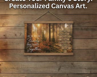 Personalized Family Wall Art: Custom Names on Rustic Forest Sign