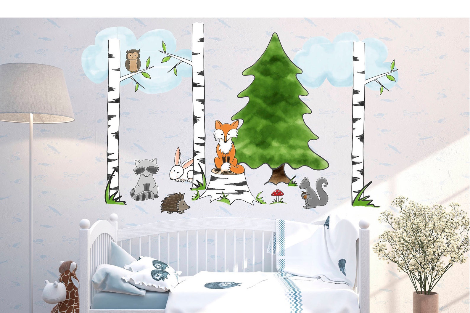 Nursery Forest Animal Fabric Wall Decals Woodland nursery Etsy